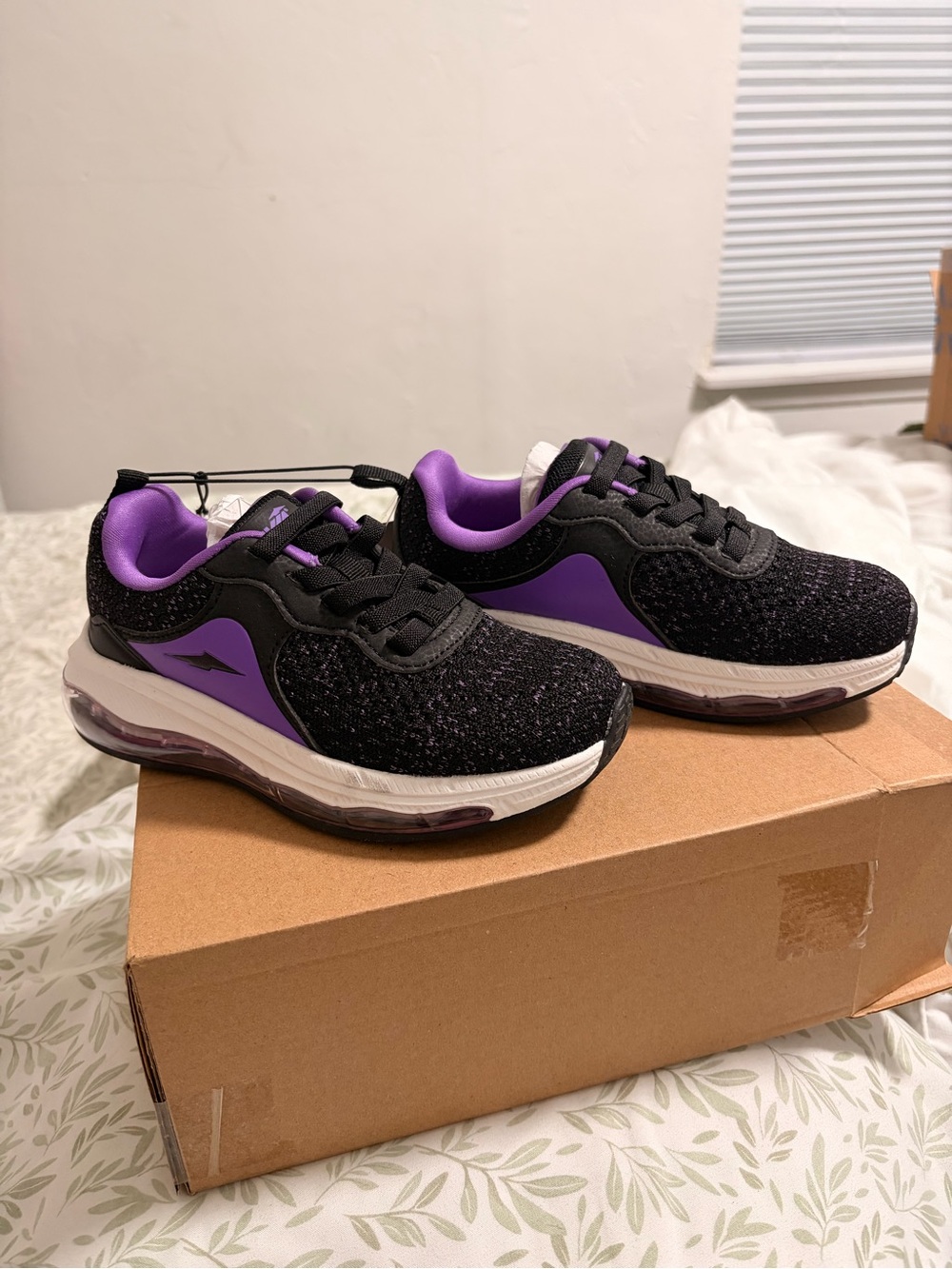 Avia Kids Black and Purple Air-Cushion Sneakers